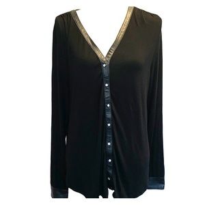 INC Black Diamond Button Dressy Blouse